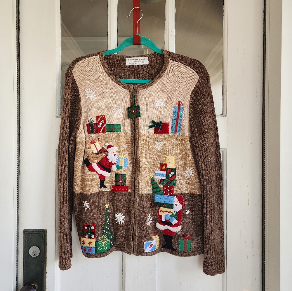 Tiara International Christmas Collection Christmas Zip Up Sweater
